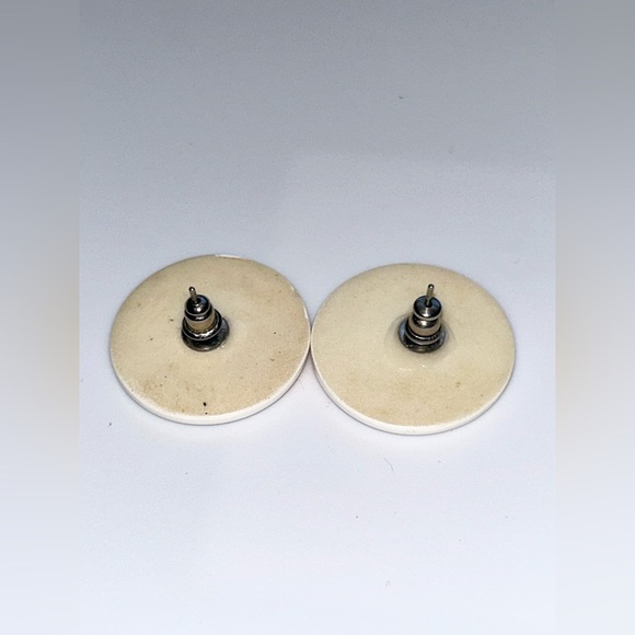 Retro Geometric Earrings 1980s Colorful Statement Studs Vintage Jewelry - Picture 5 of 7